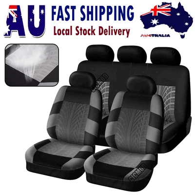 $33.99 • Buy 5-Seat Cushion Car Auto SUV Seat Cover Washable Black/Gray Front + Rear Full Set