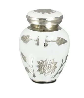 Mini Keepsake Ashes Urn Small Cremation Memorial Urn For Ashes White Token Urn • £22.50