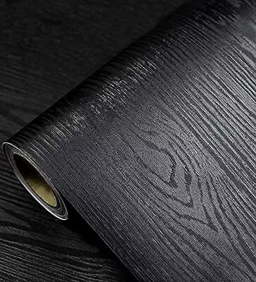 Black Wood Grain Contact Paper Peel Stick Self Adhesive Wallpaper Vinyl Wrap New • $10.15