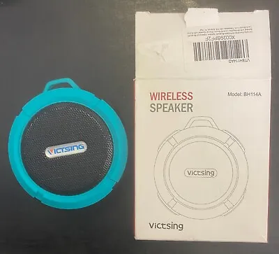 VICTSING Bluetooth Speaker 3 1/2  Round Turquoise Teal Shower Suction C6 BH114A • $10.99