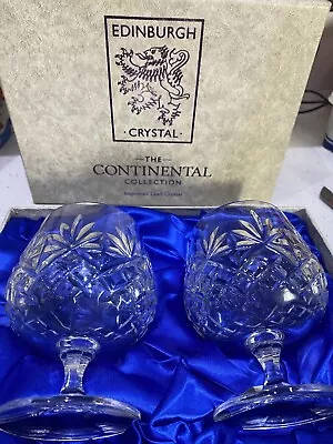 £9.99 • Buy Pair Of Boxed Continental Brandy Glasses By Edinburgh Crystal