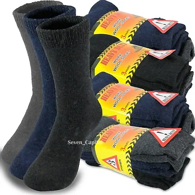 3-12 Pairs Mens Heavy Duty Winter Warm Thermal Wool Cotton Boots Work Socks 9-13 • $7.49