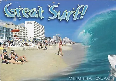 Virginia Chrome Postcard Beach Greetings From Great Surf Letters • $0.60