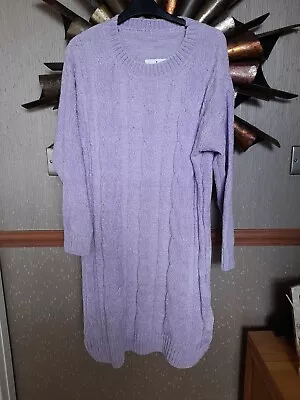 Lilac Knitted Cable Jersey Dress Size  Xl/xxl • £8.50