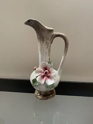 Vintage Elegant Capodimonte Pitcher Bud Vase With Handcrafted Floral Motif • £15