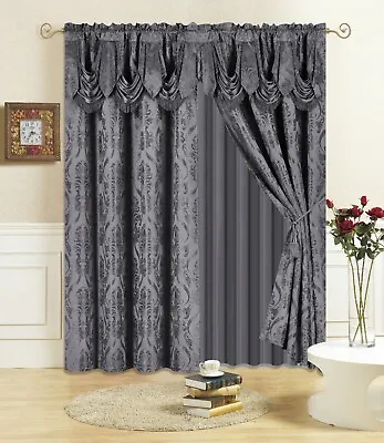 $42.99 • Buy All American Collection New 4 Piece Drape Set With Attached Valance And Sheer