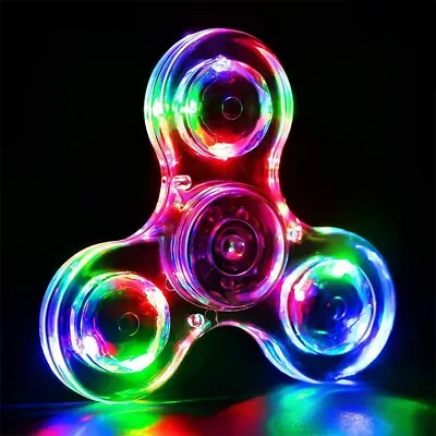 Rainbow Fidget Spinner Luminous Glows In Dark Kids Stress Relief Fun Toy LED • $8.50