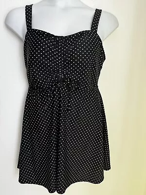 Beach Bump Motherhood Maternity Tankini 2X Black White Polka Dot Retro 50’s EUC • $19.99