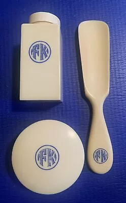 Antique Monogrammed  (FM) Vanity 3 Piece Dresser Set Shoe Horn Bottle & Dish • $12.50