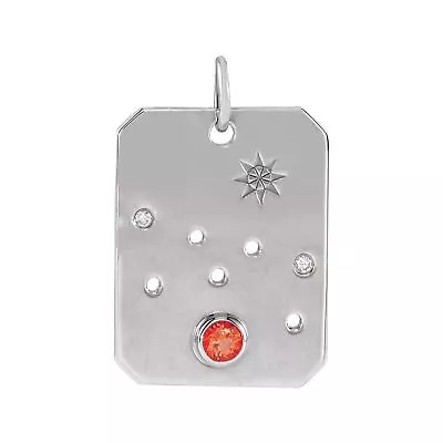 Sterling Silver Mexican Fire Opal & .01 Ct Diamond Taurus Constellation Pendant • $156