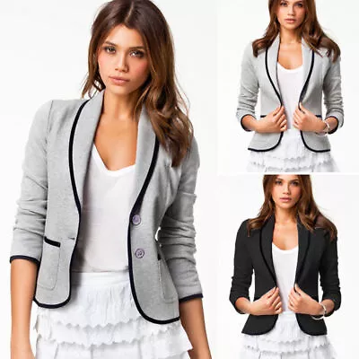 $20.61 • Buy Womens Blazer Coat Office Work Smart Jacket Slim Fit OL Cardigan Outwear S-2XL