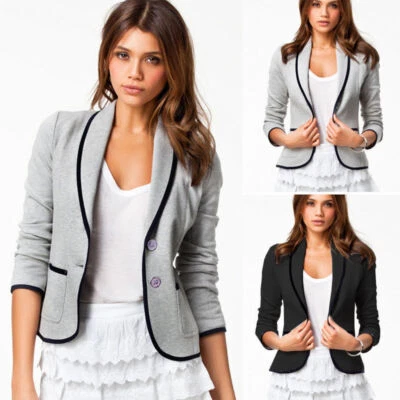 $20.61 • Buy Womens Blazer Coat Office Work Smart Jacket Slim Fit OL Cardigan Outwear S-2XL