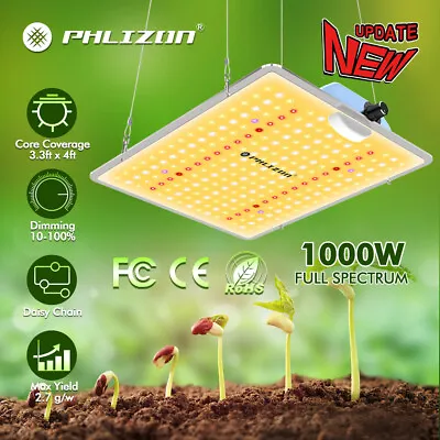 Phlizon 2022 1000w Plant LED Grow Light W/ Samsung LM281B Dimmable Daisy Chain • $47.98