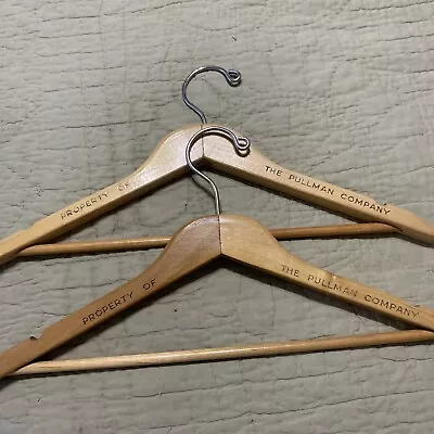 2 Pullman Coat Hangers Railroad Train Wooden Original Vintage Set Of 2 • $29