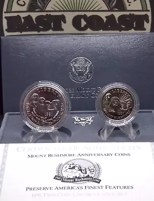 1991 BU Mount Rushmore Silver Dollar (2 Coin) $1 Box & COA  ECC&C Inc.  • $52.99