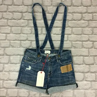 $44.79 • Buy Current/elliott Ladies Blue Denim Suspender Boyfriend Jeans Shorts Rrp Â£225 Kl