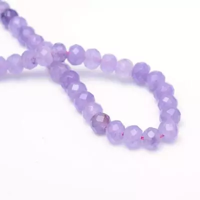 Strand Of Faceted Rondelle Dyed Natural White Jade Bead Strands - Lilac • £3.75