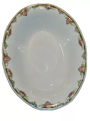 Antique VICTORIA Czechoslovakia Floral/Gold China Serving Bowl 10  X 8  • $20