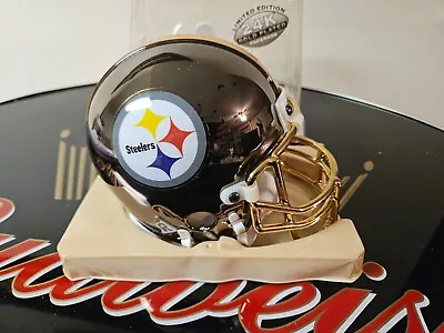 Rare Pittsburgh Steelers Series II CHROME 24K GOLD Facemask Mini Helmet #d/3000 • $329.99
