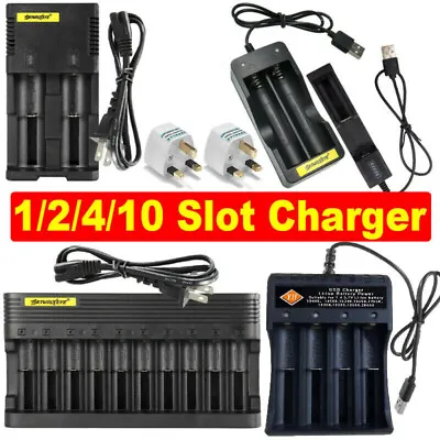 Battery Charger 18650 Li-ion USB Charger For 16340/14500/18350 3.7V 1/2/4/10Slot • £19.84