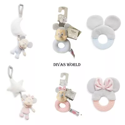 Disney Ring Rattle Teether Mickey Minnie Mouse Soft Plush Kids Toys Gift Toy NEW • £12.94