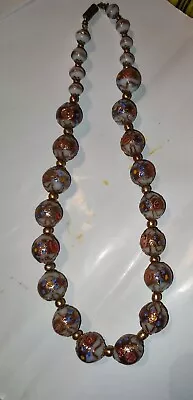 Vintage Murano Art Glass Venetian Wedding Cake Bead Necklace 26”. #996 • $21.50