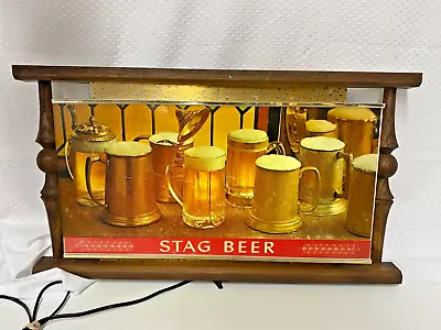 Vintage STAG Beer Plastic Molded Light Up Sign Wall Hanging Pull String 1980s • $249.99