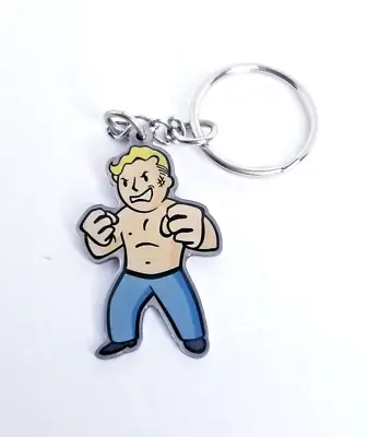 Fallout 4 Vault Boy 2  Metal Keychain Fighter Video Game Character • £9.63