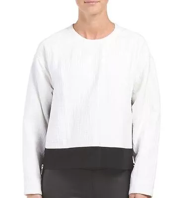 Helmut Lang Xo Barneys Rafter Colorblock Sweatshirt Boxy Top White/blk S $360 • £75.98