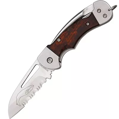 Myerchin WF377P Professional Folding Wood Handle Marine Crew Knife W/ Sheath • $62.71