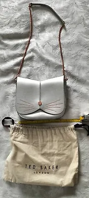 Ted Baker Kittii Silver Leather CAT Crossbody / Shoulder Bag • £49.99