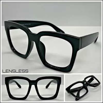 Oversized Exaggerated Thick Square Black Lensless Eye Glasses Frame Only NO Lens • $19.99