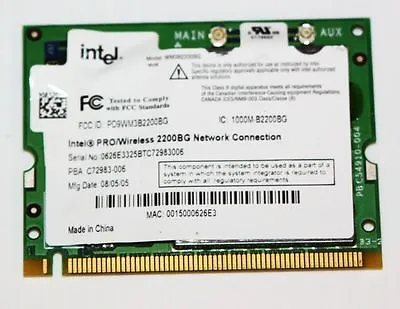 $3.99 • Buy Genuine Intel 2200BG Internal Wireless Card--Averatec 1000/1050 10.6  Laptop