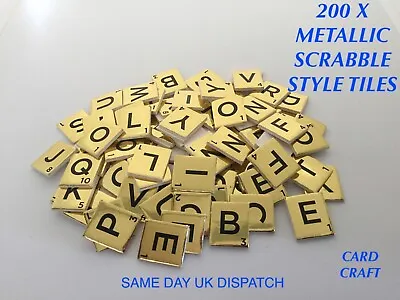 200 X Gold Metallic Scrabble Letter Style Mini Card Tiles Card Making Art Craft  • £3.99