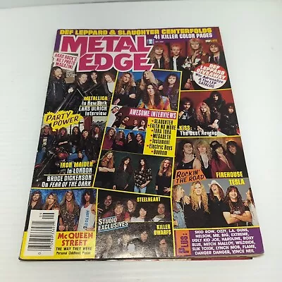 Metal Edge September 1992 Def Leppard Slaughter Centerfolds Kiss LA Guns Pinups • $11.95