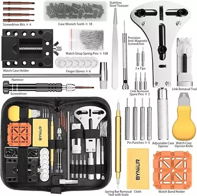 Watch Repair Tool Kit Watch Band Link Tool Set Watch Case Opener Spring Bar With • $37.30