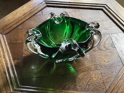 Emerald Green Moreno Glass Candy Dish Used Out Of Box 4 Inches X 6 Inches • $85