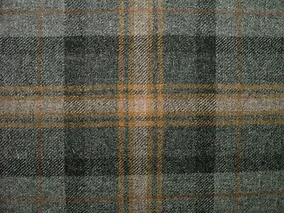 100% Shetland Wool Grey And Gold Tartan Check Upholstery Curtain Cushion Fabric • £2.99