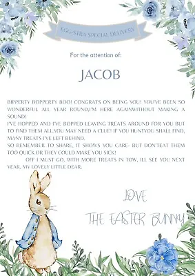 Personalised Easter Bunny Letter Easter Gift Easter Hunt Good Behaviour Reward • £3.99