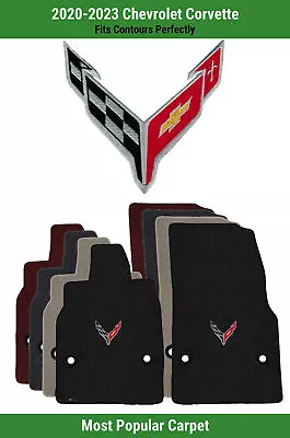 Lloyd Ultimat Front Carpet Mats For '20-23 Chevy Corvette W/C8 Flags Silver/Red • $160.99