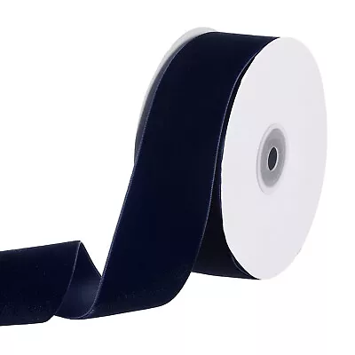 2pcs 1-1/2  10 Yard Velvet Ribbon Polyester Single Face Spool Gift Wrap Blue • $22.27