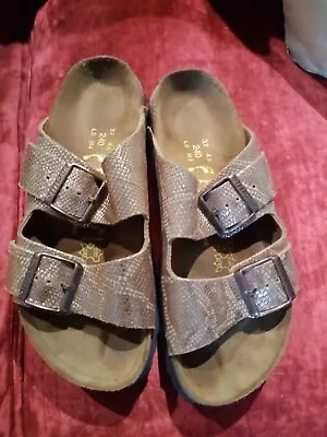 £15 • Buy Papillio (Licensed By Birkenstock) Gold Snakeskin Sandals EU 37 UK4.5 BNWOT 