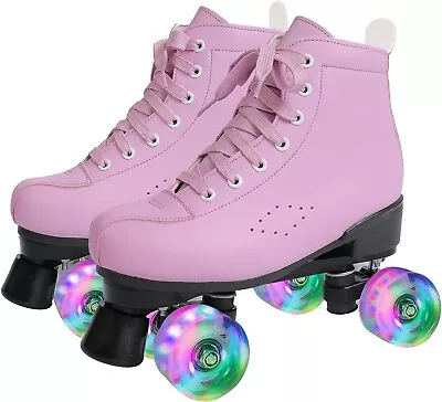 PERZCARE Roller Skates  37 PINK Women  6 Quad 4 Wheels Shiny Quad Men 5 • $29.95