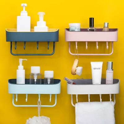 £5.39 • Buy Bathroom Corner Shelf With Suction Shower Rack Organizer Cup Storage Wall Basket