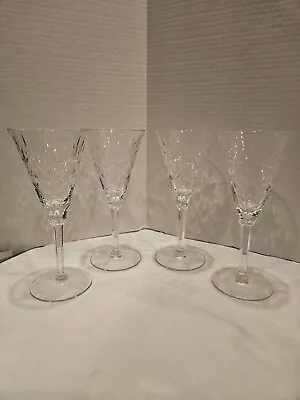 4 Seneca Stratford Hand-Blown And Cut Crystal Water Goblets 8.25  Vintage 1950's • $39.99