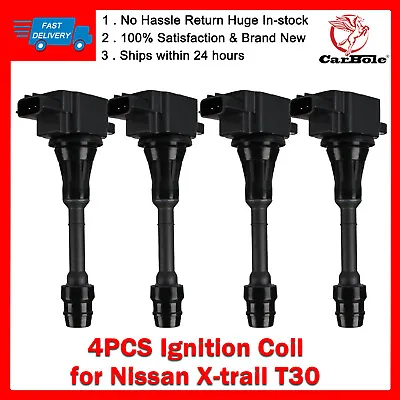 4x Ignition Coil Nissan X-Trail T30 SUV 2.5L 4cyl 2000 01 02 03 04 05 06 2007 AU • $67.90