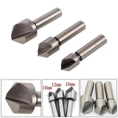 HSS Pack Of 3 Countersink Drill Bit Set Steel  Hard Metals Tool 10mm 12mm 16mm • £4.91