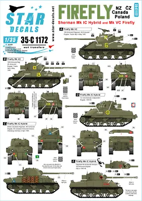 Star Decals 35-C1172  Sherman Firefly New Zeal. Cz Can. And Pol.  SCALE 1/35 • £8.79