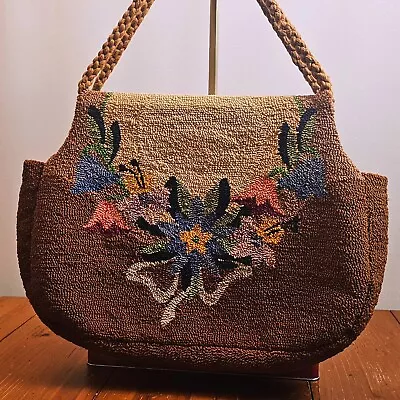 VTG Tuffed Tapestry Handbag Purse 14.5  X 11  X 2.5  • $20