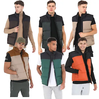 Mens Brave Soul Sleeveless Zipped Puffer Gilet Jacket Lightweight Body Warmer • £25.95